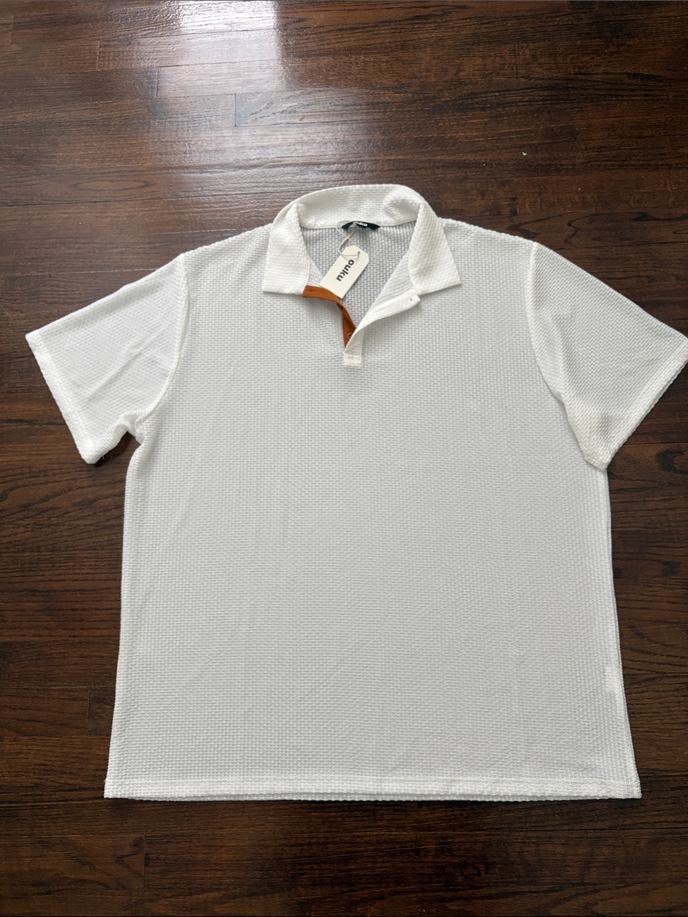 Men's White Textured Polo Shirt by Mango